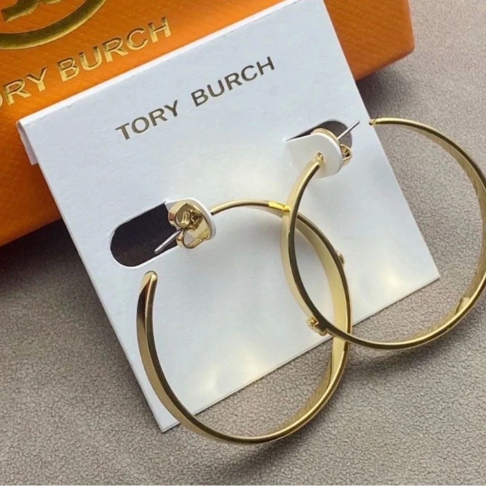 Tory Burch Shiny Gold Hoop Earrings